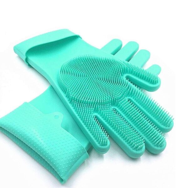 Višenamenske silikonske rukavice za pranje sudova u svetlo zelenoj boji.